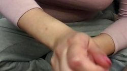 Gentle technique Handjob with sexy pink nails