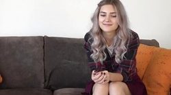 The youngest virgin with shows her hymen and masturbates.
